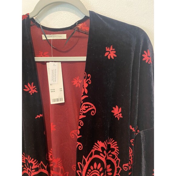 Urban Outfitters Fringe Burnout Velvet Kimono Cardigan One Size Open Front Top - Picture 5 of 10